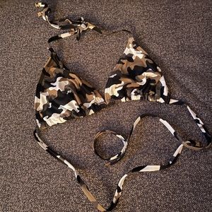 Michael Kors camo print triangle bikini top